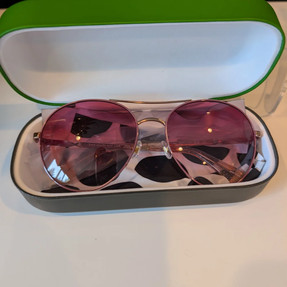Kate Spade Pink Jochelle Pink-Tinted Sunglasses with Gold Accents